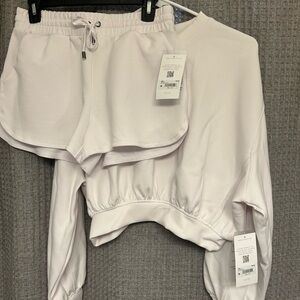 White Sweatshirt and Shorts Set